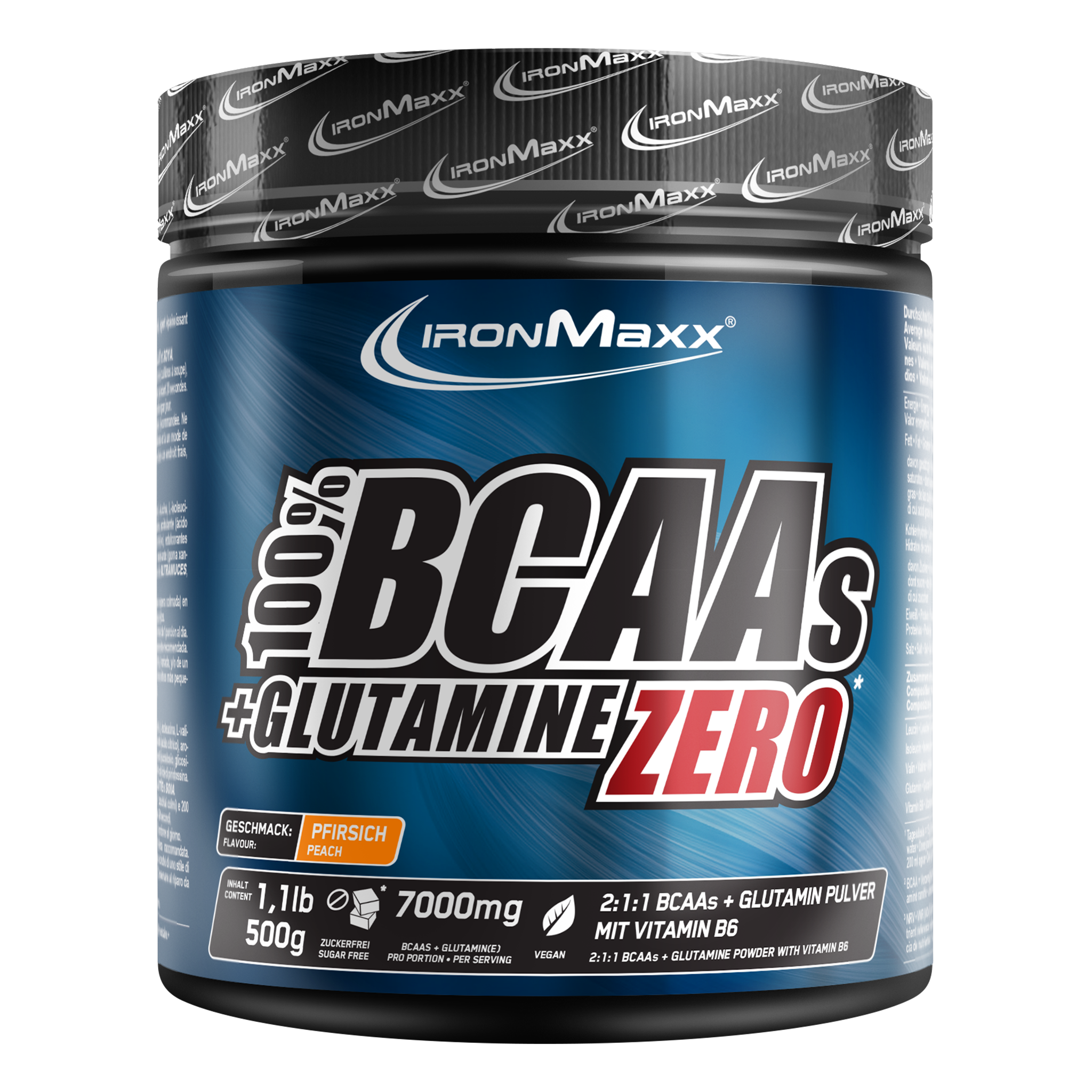 100% BCAAs + Glutamine Zero (500g) - Pfirsich