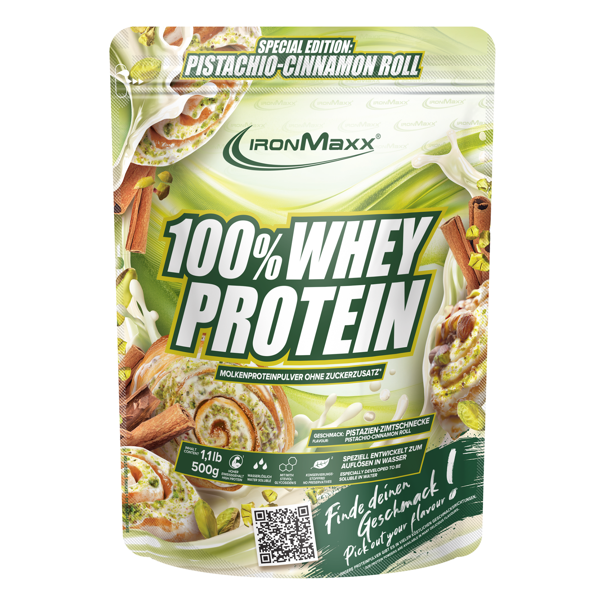 100% Whey Protein - 500g Pouch - Pistachio Cinnamon Roll