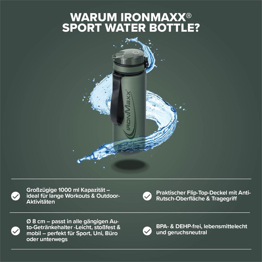 Sport Water Bottle (1000ml) - Mineral Green
