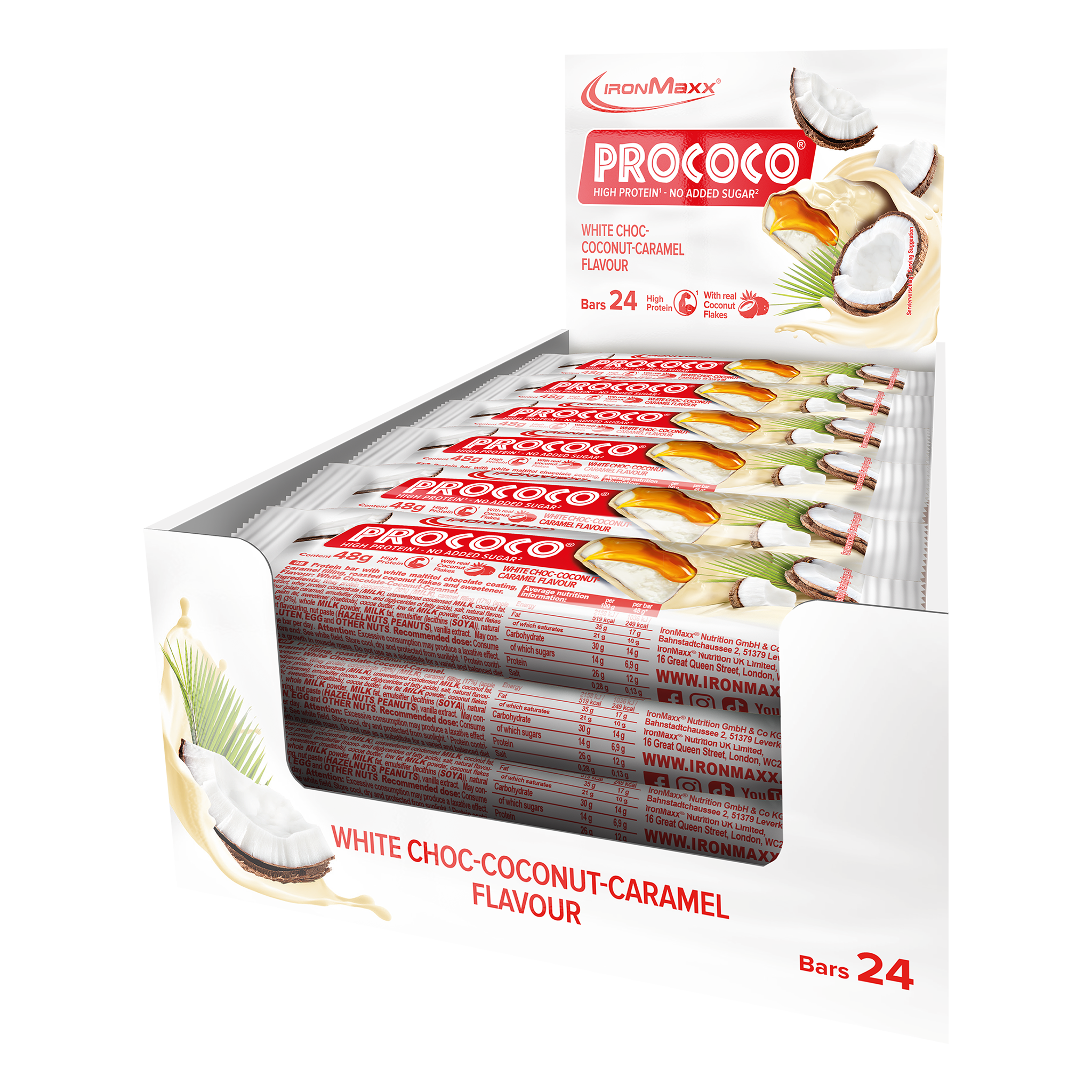 <tc>Prococo®</tc> (24x48g) - Biała czekolada Kokos Karmel