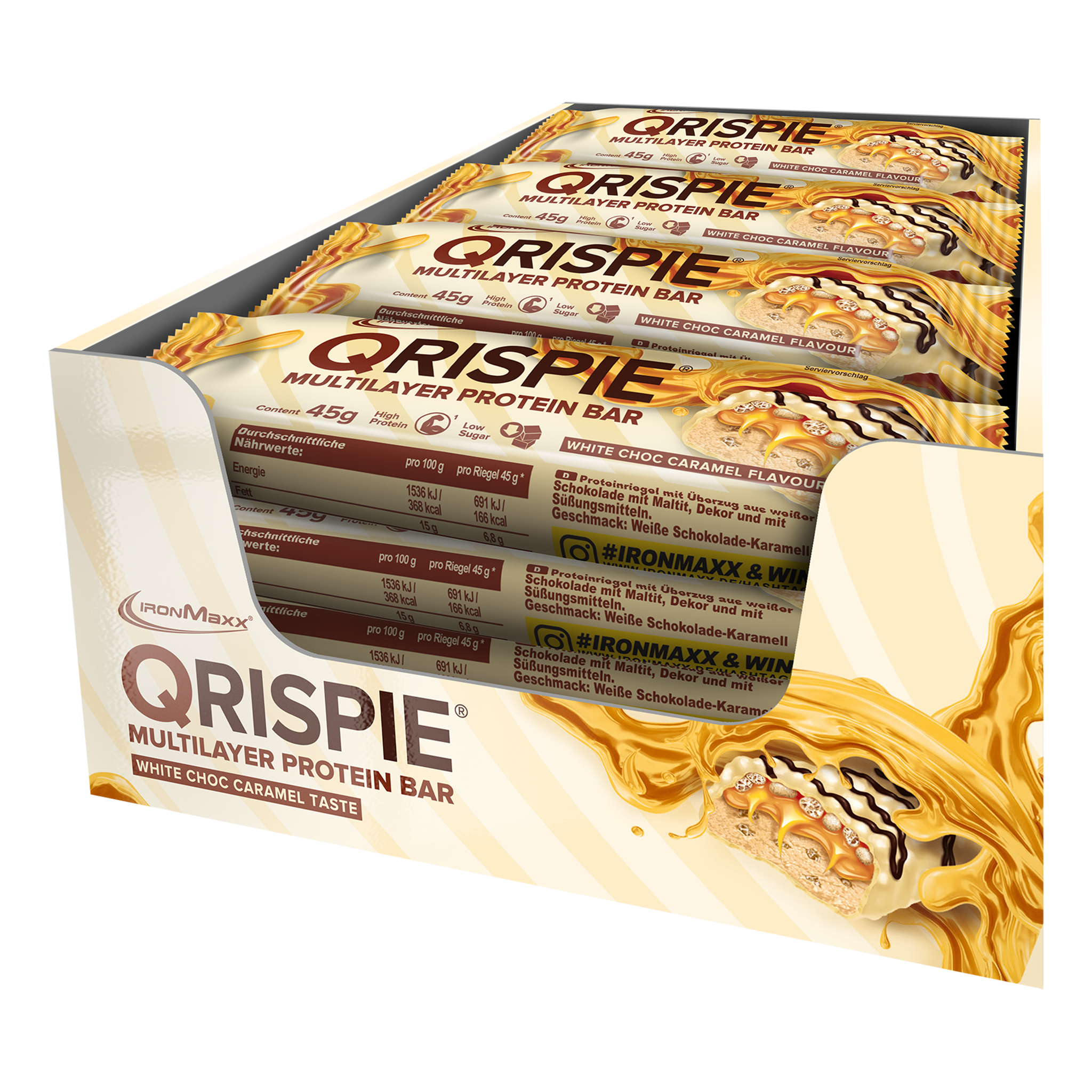 Qrispie <tc>Protein</tc> Barre (16x45g) - Chocolat blanc caramel
