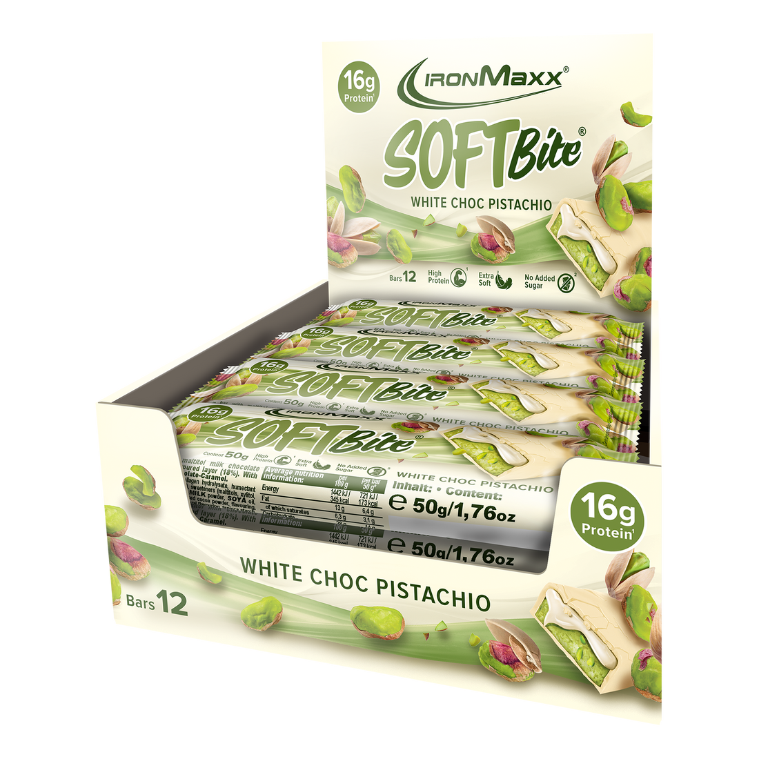 Softbite (12x50g) - White Chocolate Pistachio