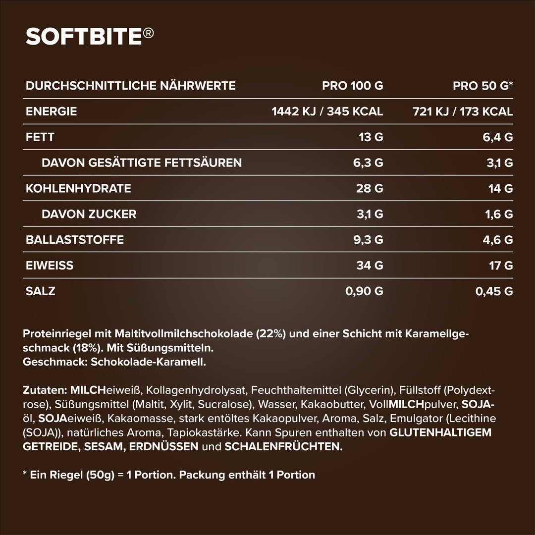 Softbite (12x50g) - Caramel Chocolate