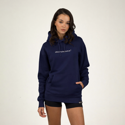 Sweat à capuche bleu foncé unisexe - M