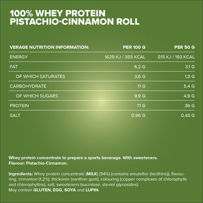 100% Whey Protein - 500g Pouch - Pistachio Cinnamon Roll