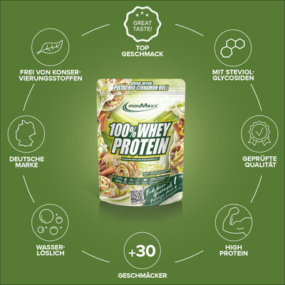 100% Whey Protein - 500g Pouch - Pistachio Cinnamon Roll